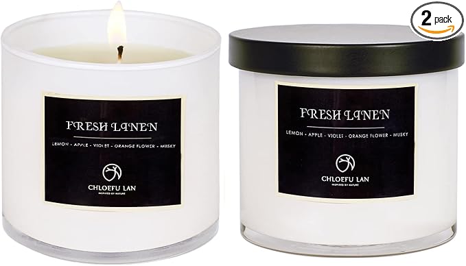 ScentedCandles Fresh Linen Candles Laundry Candles made from natural materials Air Freshening Scented Candle, product image