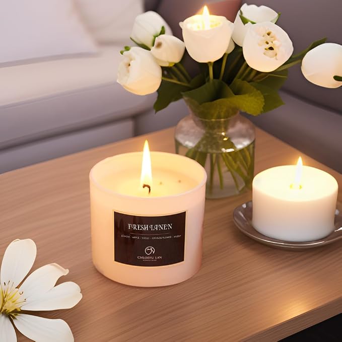 ScentedCandles Fresh Linen Candles Laundry Candles made from natural materials Air Freshening Scented Candle, alternate