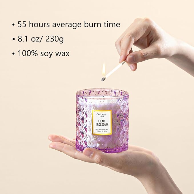 ScentedCandles Lilac Blossoms Scented Candle, Highly Floral Fragranced Candle, Natural Soy Wax Candle Gift, alternate product