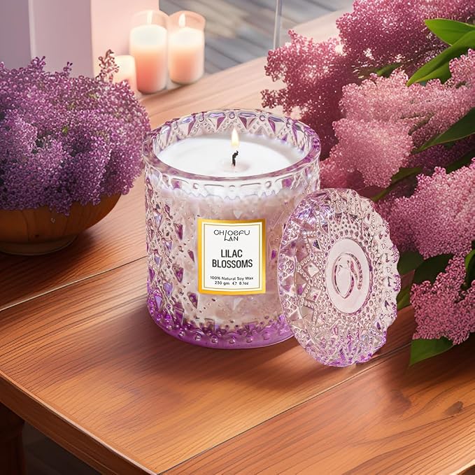 ScentedCandles Lilac Blossoms Scented Candle, Highly Floral Fragranced Candle, Natural Soy Wax Candle Gift, alternate product