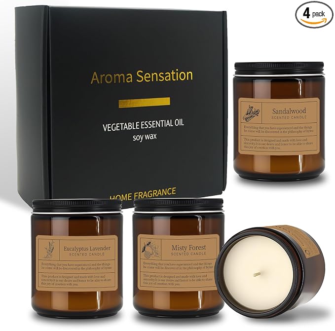 ScentedCandles Manly Scented Candles Gift Set - 4 Pack Soy Wax Candles for Men, product image
