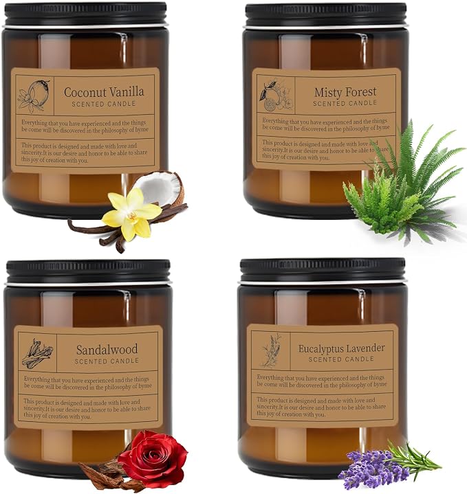 ScentedCandles Manly Scented Candles Gift Set - 4 Pack Soy Wax Candles for Men, alternate product view 2