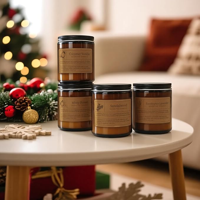 ScentedCandles Manly Scented Candles Gift Set - 4 Pack Soy Wax Candles for Men, alternate product view 3
