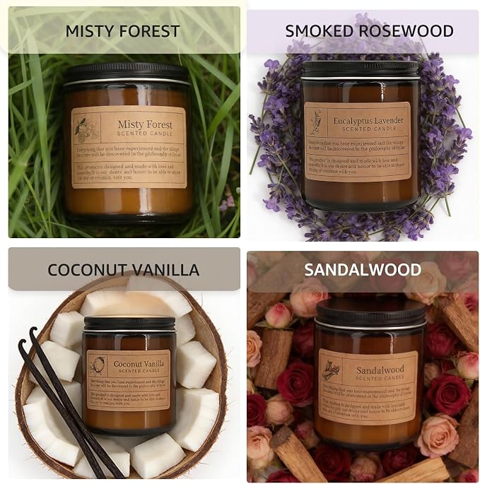 ScentedCandles Manly Scented Candles Gift Set - 4 Pack Soy Wax Candles for Men, alternate product view 4