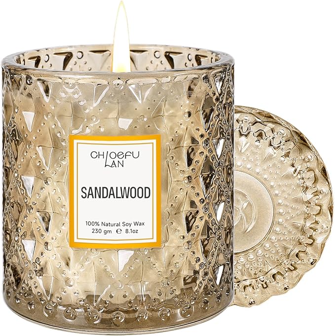 ScentedCandles Sandalwood Candle, Dad Gifts Candle, Natural Soy Scented Candles for Stress Relief, product image