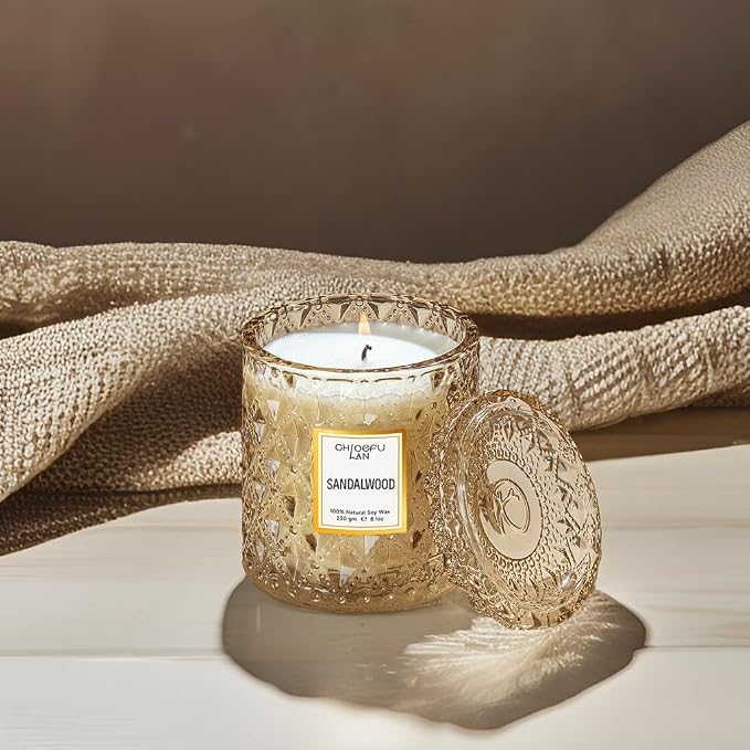 ScentedCandles Sandalwood Candle, Dad Gifts Candle, Natural Soy Scented Candles for Stress Relief, alternate product view 3