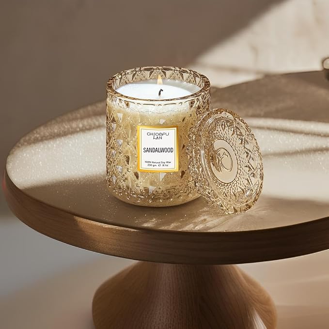 ScentedCandles Sandalwood Candle, Dad Gifts Candle, Natural Soy Scented Candles for Stress Relief, alternate product view 4