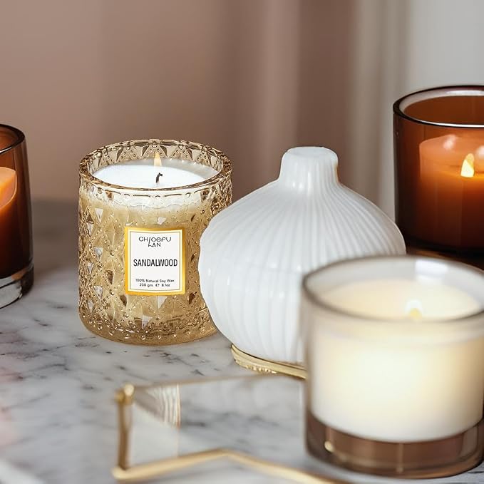 ScentedCandles Sandalwood Candle, Dad Gifts Candle, Natural Soy Scented Candles for Stress Relief, alternate product view 5