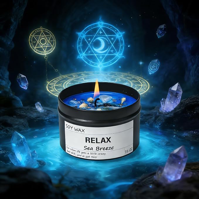 ScentedCandles Sea Breeze Crystal Candle, Relaxing Aromatherapy for Stress Relief, alternate product view 2