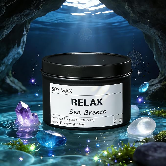 ScentedCandles Sea Breeze Crystal Candle, Relaxing Aromatherapy for Stress Relief, alternate product view 3