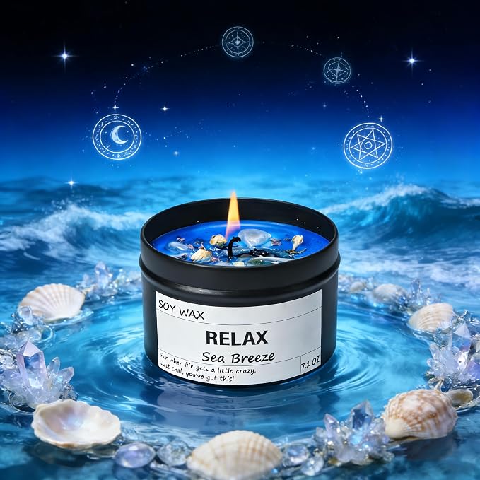 ScentedCandles Sea Breeze Crystal Candle, Relaxing Aromatherapy for Stress Relief, alternate product view 4