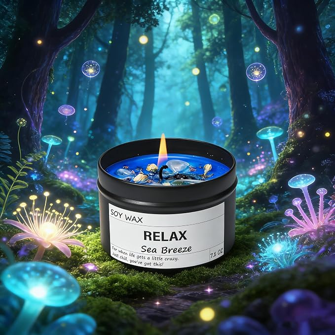ScentedCandles Sea Breeze Crystal Candle, Relaxing Aromatherapy for Stress Relief, alternate product view 6