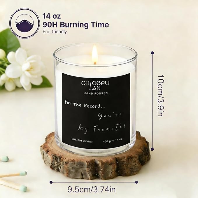 ScentedCandles Sentimental Motivational Jasmine Candle 400g - for The Record, You are My Favorite Essential Oil Candle