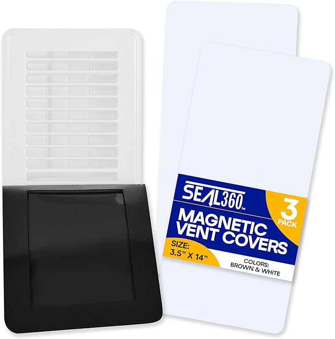 Magnetic Vent Covers (3-Pack), Pockets for Complete Seal, 3.5" X 14" (White) for Floor, Wall, or Ceiling
