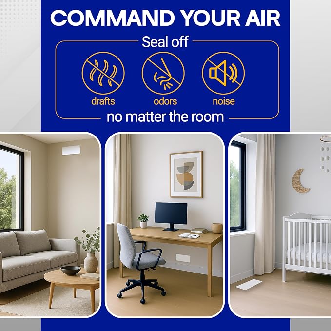 Magnetic Vent Covers (3-Pack), Pockets for Complete Seal, 4.25" X 11.5" (White) for Floor, Wall, or, alternate view 2