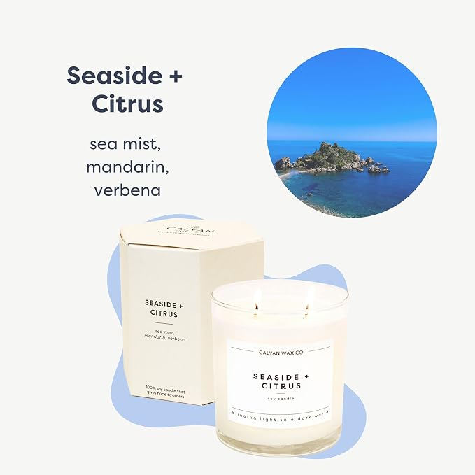 . Seaside & Citrus 2 Wick Scented Candle - 37 Hour Burn - Luxury made from natural materials Soy Wax Candles, alternate
