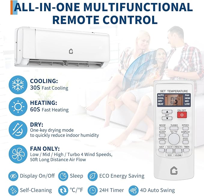 SEER 18.5 12000BTU 230V Mini Split Air Conditioner | Energy-Efficient Inverter AC System with WiFi, alternate product view 3