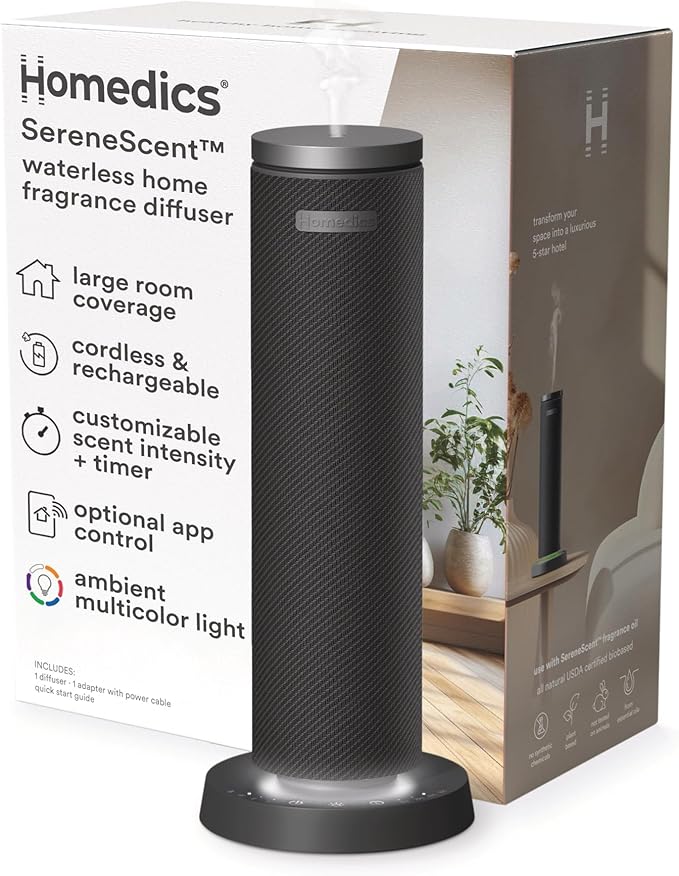 SereneScent Fabric Rechargeable Waterless Diffuser, Use with SereneScent Oil 120ml (Sold Separately) Cordless, product image