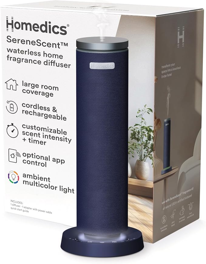 SereneScent Fabric Rechargeable Waterless Diffuser, Use with SereneScent Oil 120ml (Sold Separately) Cordless, product image