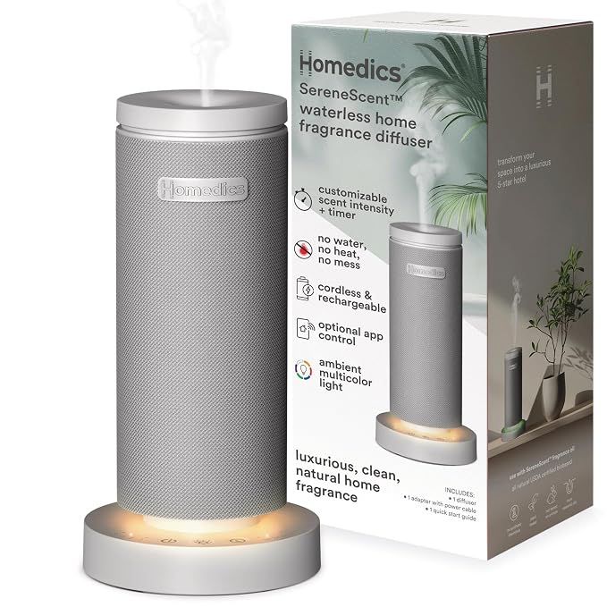 SereneScent Mini Fabric Rechargeable Waterless Diffuser, Cordless Aromatherapy Device, product image