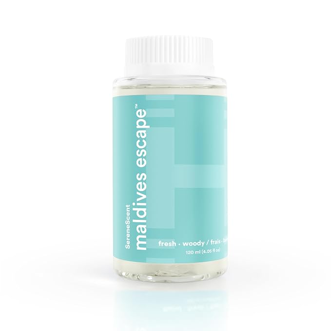 SereneScent Waterless Diffuser Oil Refill — Maldives Escape (120ml). Clean, Safe, Luxurious Hotel-Inspired Home Fragrance.