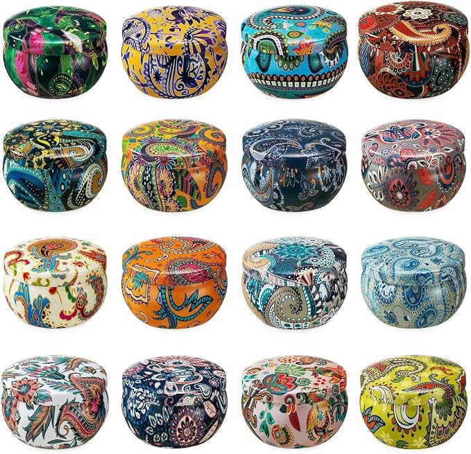 Set of 16 Small Scented Candles Soy Wax Aromatherapy Candles 2.5 OZ Portable Tin Candles with Lid, Relaxation Gifts Basket
