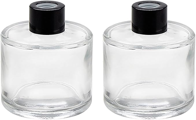 Set of 2 Glass Essential Oils Diffuser Bottles Fragrance Bottle Jars Containers for DIY Replacement Reed Diffuser Sticks Sets