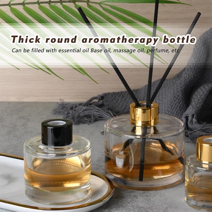 Set of 2 Glass Essential Oils Diffuser Bottles Fragrance Bottle Jars Containers for DIY Replacement Reed Diffuser Sticks Sets