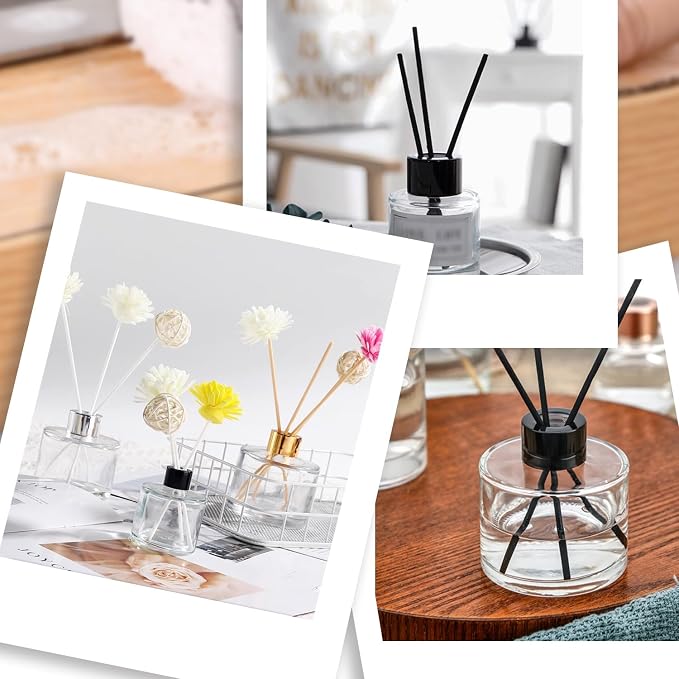 Set of 2 Glass Essential Oils Diffuser Bottles Fragrance Bottle Jars Containers for DIY Replacement Reed Diffuser Sticks Sets