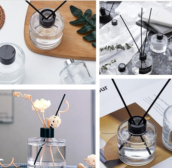 Set of 2 Glass Essential Oils Diffuser Bottles Fragrance Bottle Jars Containers for DIY Replacement Reed Diffuser Sticks Sets