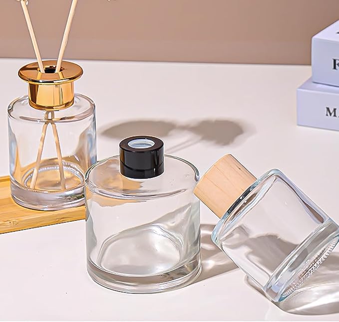 Set of 2 Glass Essential Oils Diffuser Bottles Fragrance Bottle Jars Containers for DIY Replacement Reed Diffuser Sticks Sets