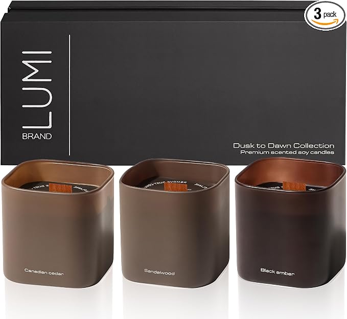 Set of 3 Scented Soy Candles Gift Set | Dusk to Dawn Collection - Canadian Cedar, product image