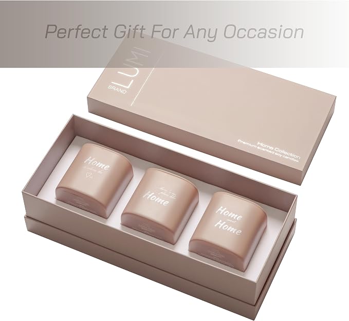 Set of 3 Scented Soy Candles Gift Set | Home Collection – White Musk, Bamboo Forest & Peony Garden | Crackling Wood Wick |