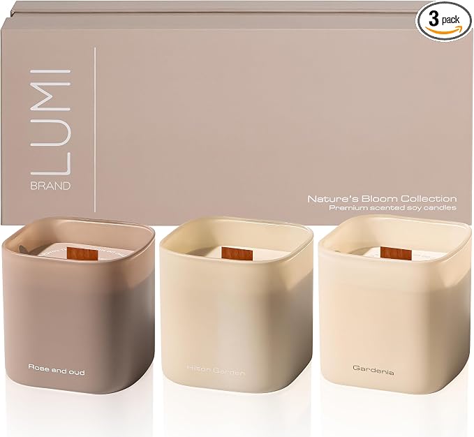 Set of 3 Scented Soy Candles Gift Set | Nature's Bloom Collection - Gardenia, product image