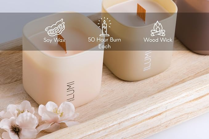 Set of 3 Scented Soy Candles Gift Set | Nature's Bloom Collection - Gardenia, alternate product view 3