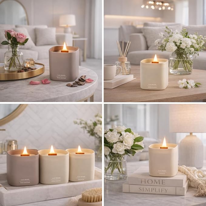 Set of 3 Scented Soy Candles Gift Set | Nature's Bloom Collection - Gardenia, alternate product view 4