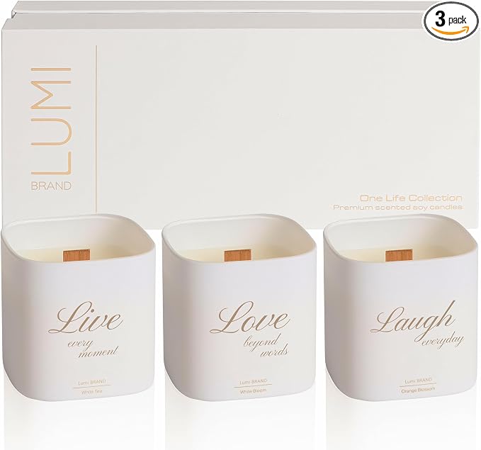 Set of 3 Scented Soy Candles Gift Set | One Life Collection - Orange Blossom, product image