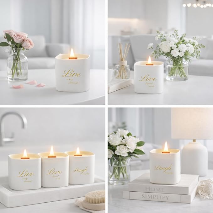 Set of 3 Scented Soy Candles Gift Set | One Life Collection - Orange Blossom, alternate product view 3