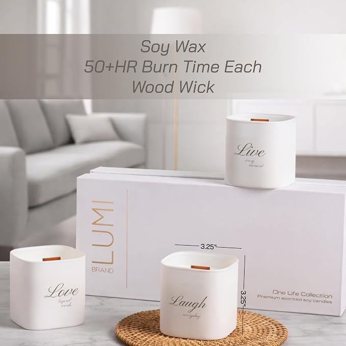 Set of 3 Scented Soy Candles Gift Set | One Life Collection - Orange Blossom, alternate product view 6
