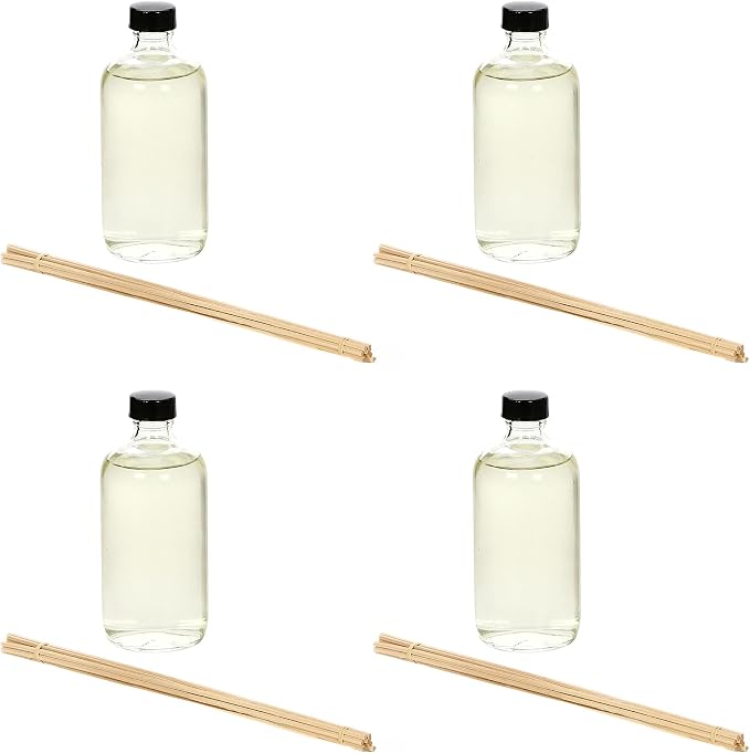 Set of 4 Vanilla Almond Reed Diffuser Refill Oil, 200ml Each - Ideal for Bathroom Decor, Enhance Home Decor, product image