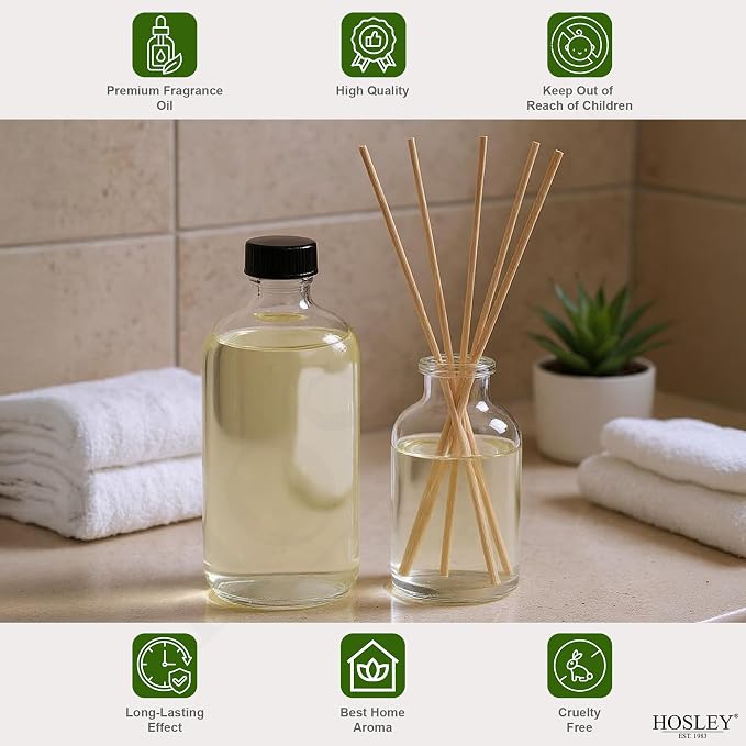 Set of 4 Vanilla Almond Reed Diffuser Refill Oil, 200ml Each - Ideal for Bathroom Decor, Enhance Home Decor, alternate