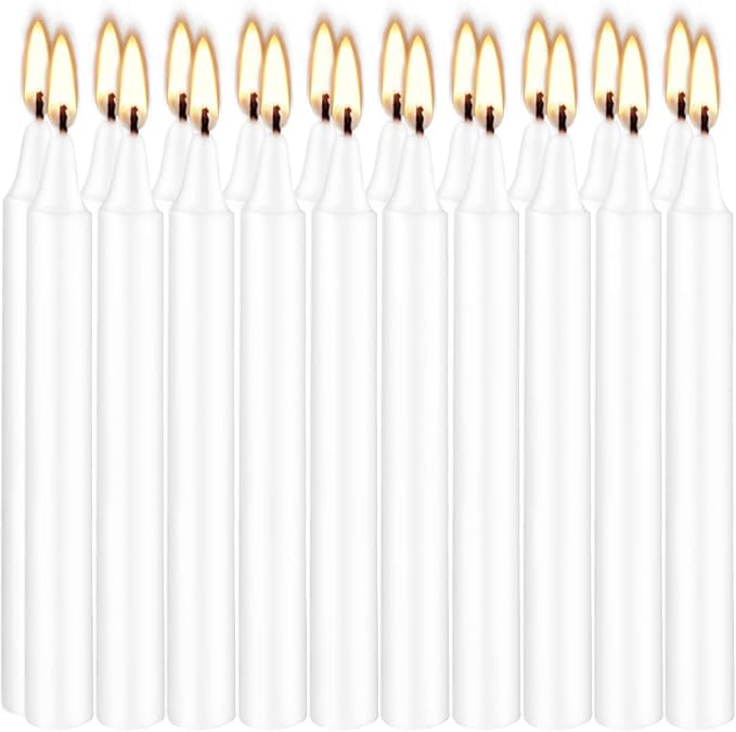 Set of 40 White Candles Mini Unscented Taper Candles for Christmas,Household, Wedding, Rituals, Prayer, Birthdays