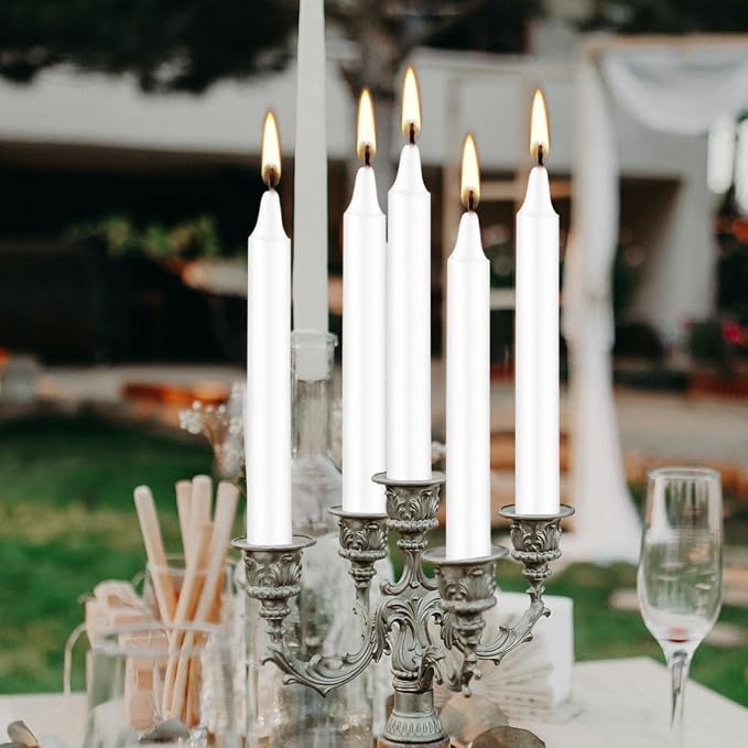 Set of 40 White Candles Mini Unscented Taper Candles for Christmas,Household, Wedding, Rituals, Prayer, Birthdays