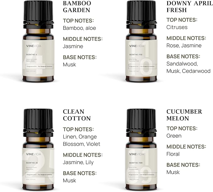[Set of 8] Clean Scents for Candle Making, Made in USA Candle Fragrance Oil, Soap Making Essential Oils, Diffuser Oil Scents