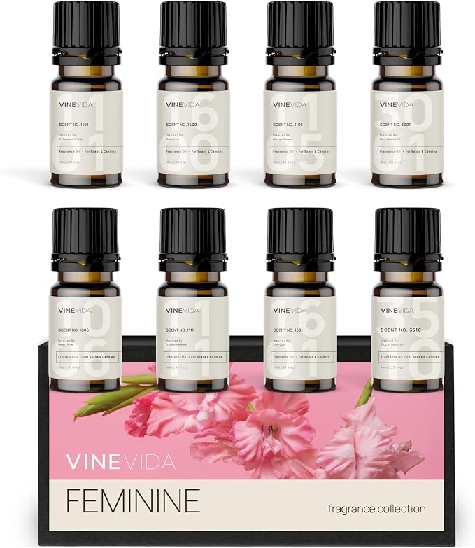 [Set of 8] Feminine Scents for Candle Making, Made in USA Candle Fragrance Oil, Soap Making Essential Oils, Diffuser Oil