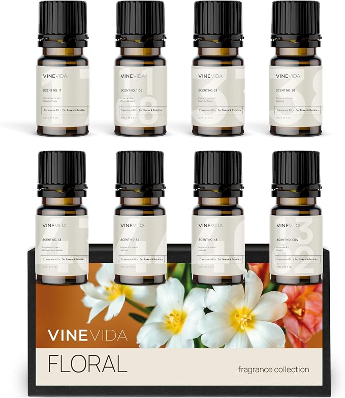 [Set of 8] Floral Scents for Candle Making, Made in USA Candle Fragrance Oil, Soap Making Essential Oils, Diffuser Oil