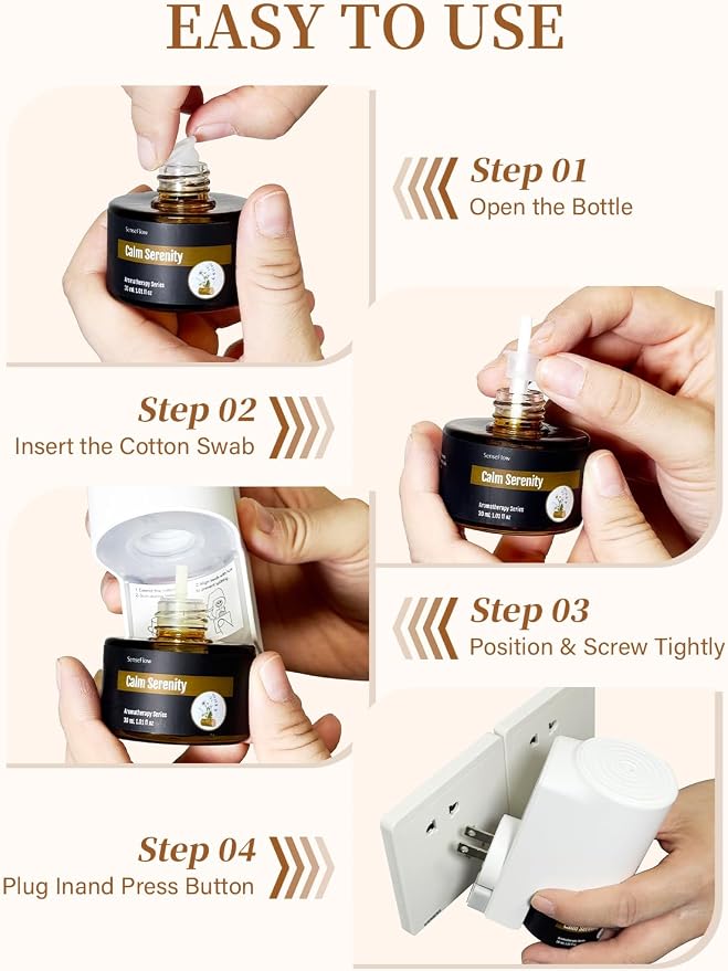 SF101 Pro Waterless Essential Oil Diffuser, Aromatherapy Diffuser for Home, Plug in Air Freshener, 120-Day Natural Aroma