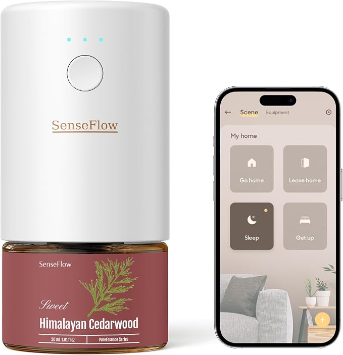 SF101S Pro Smart Waterless Essential Oil Diffuser, Aromatherapy Diffuser for Home, Plug in Air Freshener, 120-Day Natural
