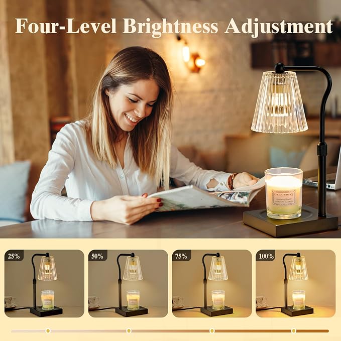 Shevvi Candle Warmer Lamp with Timer, Dimmable Candle Warmer for Jar Candles, Gifts for Women Mom, Height Adjustable Wax Melt