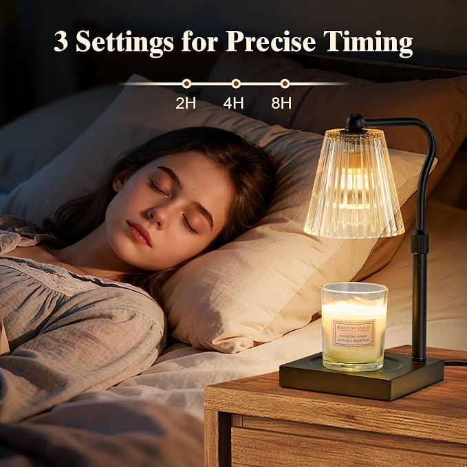 Shevvi Candle Warmer Lamp with Timer, Dimmable Candle Warmer for Jar Candles, Gifts for Women Mom, Height Adjustable Wax Melt